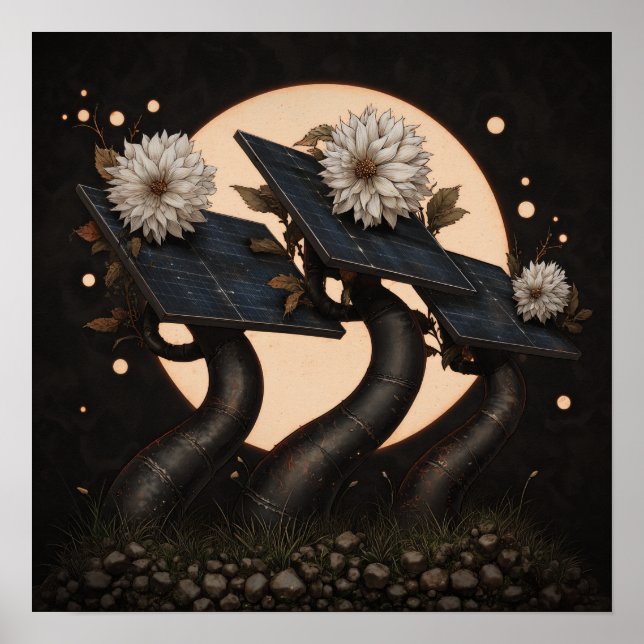 Wired to the Sun - Solarpunk Poster (Front)