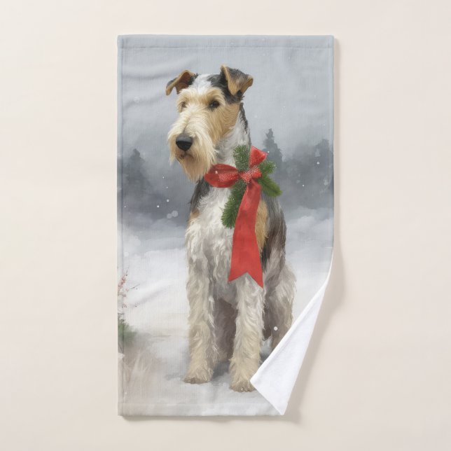 Wirefox Terrier Chien de Noël de neige (Serviette à main)