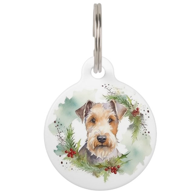 Wirefox Terrier Christmas Wreath Festive Pup  Pet Tag (Front)
