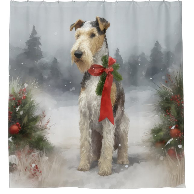 Wirefox Terrier Dog in Snow Christmas (Front)