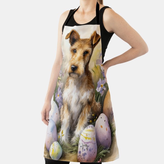 Wirefox Terrier Dog With Easter Eggs Holiday Apron (Insitu)