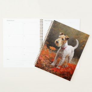 Wirefox Terrier en Feuilles d'Automne Tomber Inspi