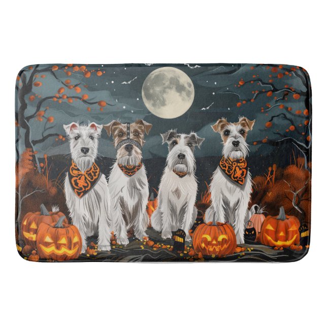 Wirefox Terrier Halloween Spooky  Bath Mat (Front)
