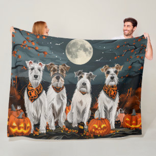 Wirefox Terrier Halloween Spooky Fleece Blanket