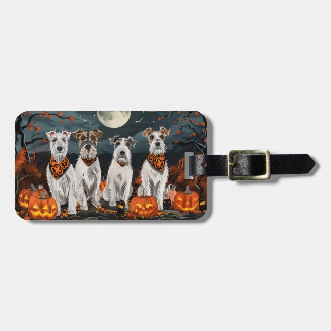 Wirefox Terrier Halloween Spooky  Luggage Tag (Front Horizontal)