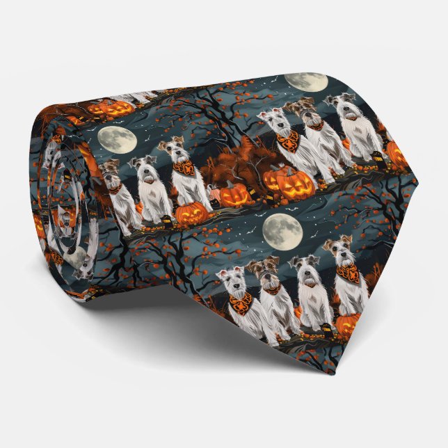 Wirefox Terrier Halloween Spooky  Tie (Rolled)