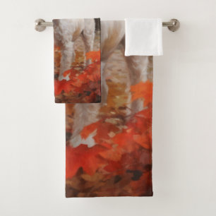 Wirefox Terrier in Autumn Leaves Fall Inspire Bath Towel Set