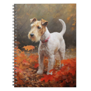 Wirefox Terrier in Autumn Leaves Fall Inspire Notebook