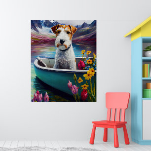 Wirefox Terrier on a Paddle: A Scenic Adventure Poster