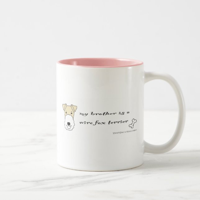 WireFoxTerrierBrotherYellow Two-Tone Coffee Mug (Right)