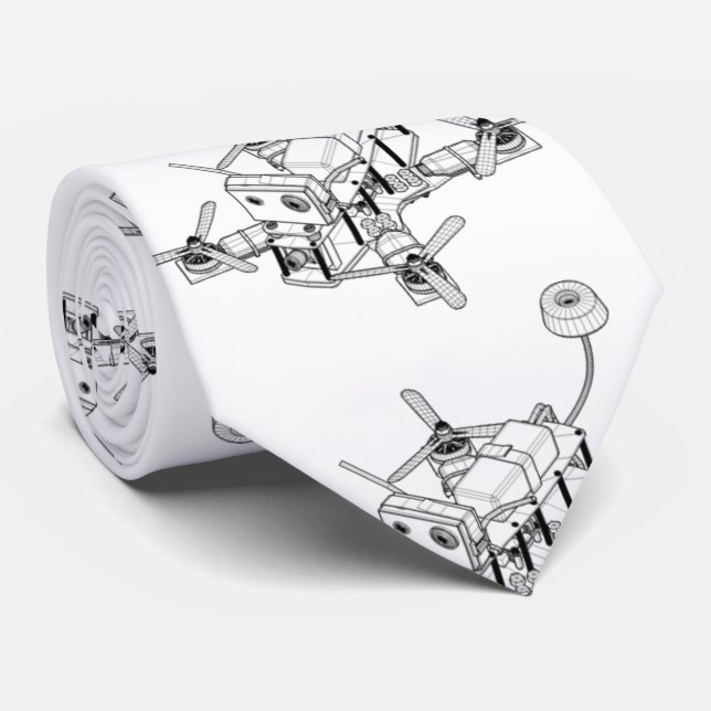Wireframe drawing of a Quadcopter drone Tie (Rolled)