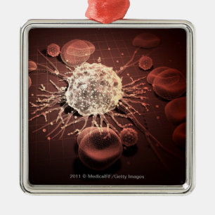 Wireframe of cancer cells metal ornament