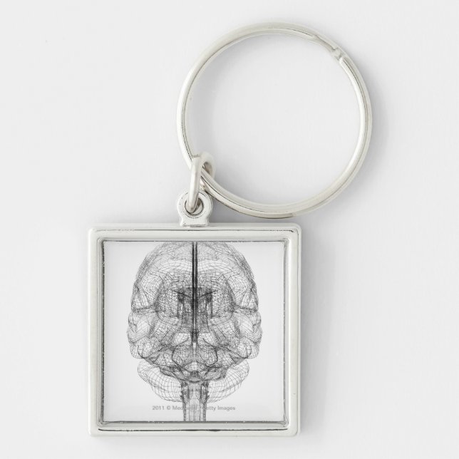Wireframe of the brain keychain (Front)