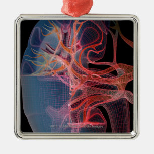 Wireframe of the inside of a kidney metal ornament