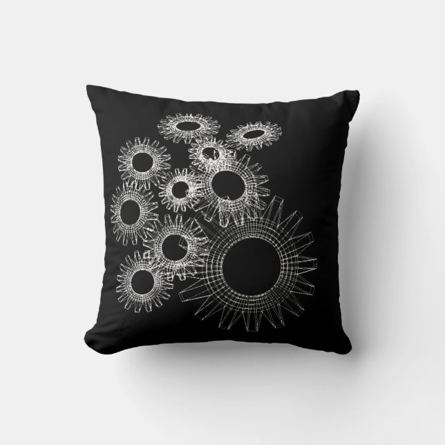 Wireframe, skeleton three-dimensional model throw pillow (Front)
