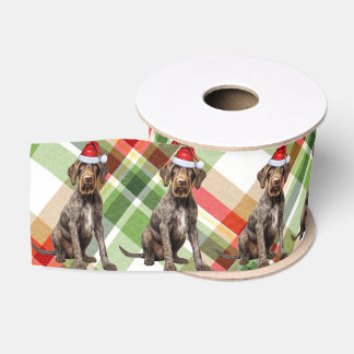 Wirehair Pointer Holiday Plaid Funny Dog Christmas Grosgrain Ribbon
