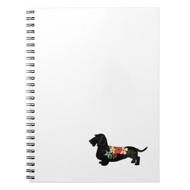 Wirehaired Dachshund Bohemian Floral Silhouette Notebook (Front)