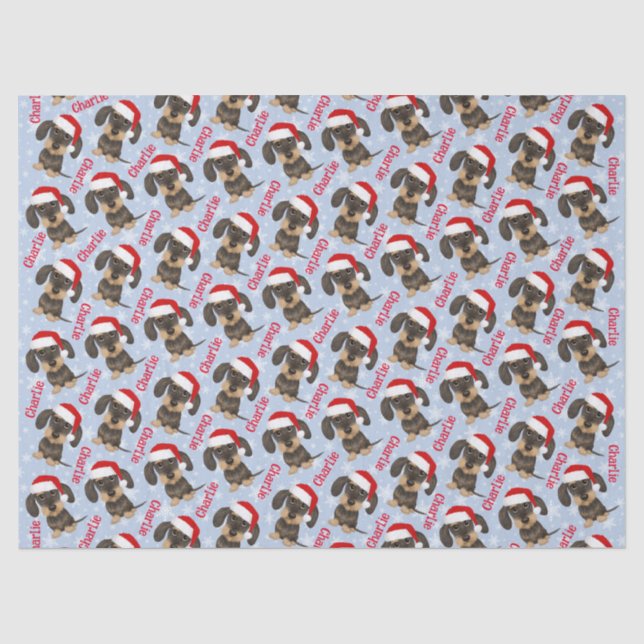 Wirehaired Dachshund Christmas Custom Name Dog Tissue Paper (Front)