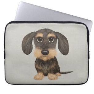 Wirehaired Dachshund   Cute Cartoon Dog Teckel Laptop Sleeve