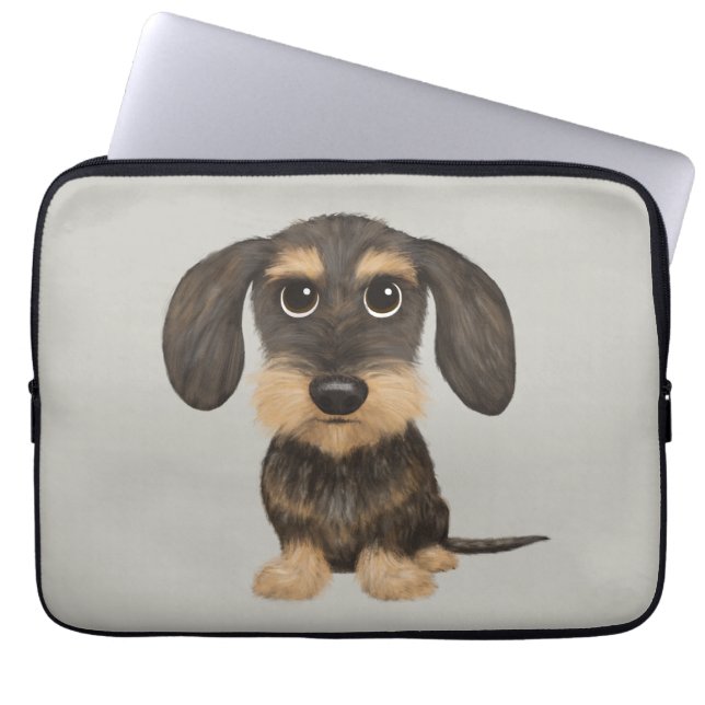 Wirehaired Dachshund | Cute Cartoon Dog Teckel Laptop Sleeve (Front)