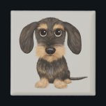 Wirehaired Dachshund | Cute Cartoon Dog Teckel Magnet<br><div class="desc">A fun fridge magnet for wire haired Dachshund lovers. Wirehaired wild boar and tan colored Teckel. Visit Jenn's Doodle World for even more accessories for home and office with this funny dog and more original wiener dog designs.</div>