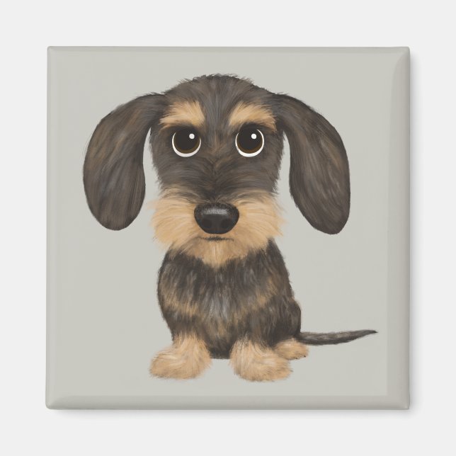 Wirehaired Dachshund | Cute Cartoon Dog Teckel Magnet (Front)
