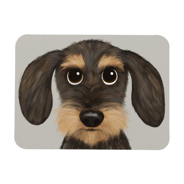 Wirehaired Dachshund | Cute Cartoon Dog Teckel Magnet (Horizontal)