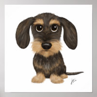 Wirehaired Dachshund | Cute Cartoon Dog Teckel