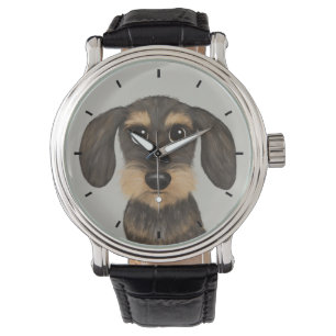 Wirehaired Dachshund   Cute Cartoon Dog Teckel Watch