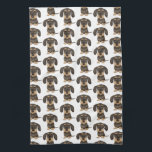 Wirehaired Dachshund | Cute Teckel Dog Patterned Kitchen Towel<br><div class="desc">Wirehaired Dachshund Lover's Kitchen Towel. Cute wild boar and tan colored Teckel. Check out Jenn's Doodle World for even more home decor and gifts featuring this fun Doxie design.</div>