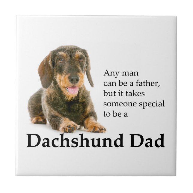 Wirehaired Dachshund Dad Tile Coaster (Front)