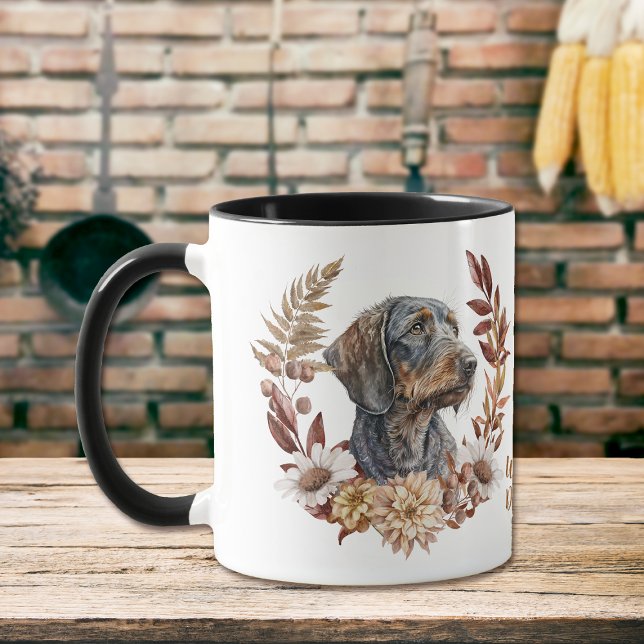 Wirehaired Dachshund Dog Autumn Wreath Mug (Creator Uploaded)