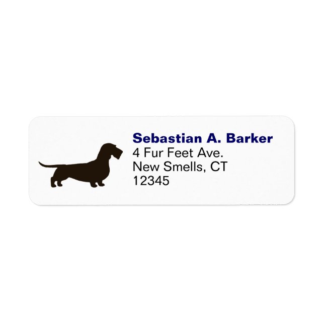 Wirehaired Dachshund Dog Silhouette Return Address (Front)