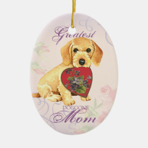Wirehaired Dachshund Heart Mom Ceramic Ornament