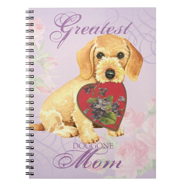 Wirehaired Dachshund Heart Mom Notebook (Front)