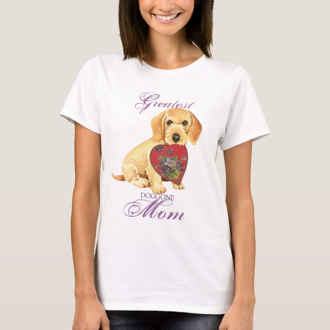 Wirehaired Dachshund Heart Mom T-Shirt (Front)