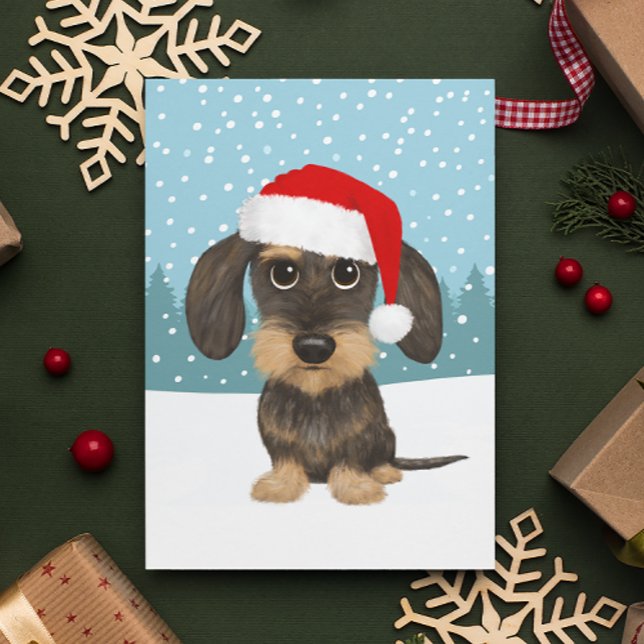 Wirehaired Dachshund Holiday Cute Pet Dog Custom Postcard (Creator Uploaded)