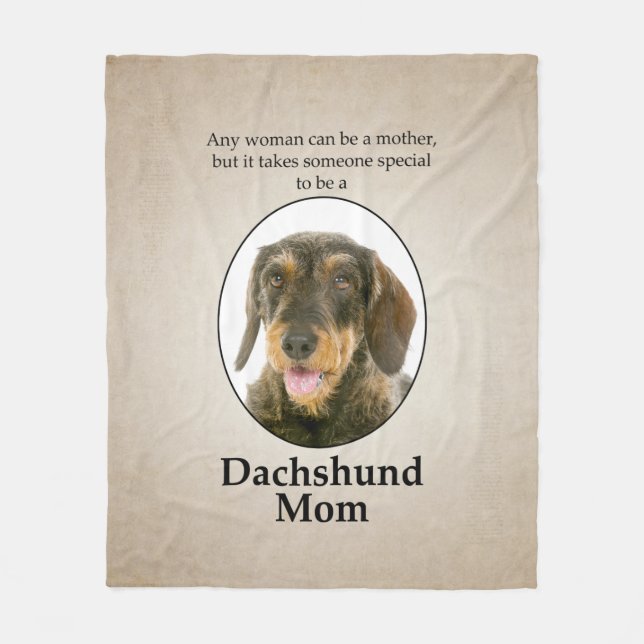 Wirehaired Dachshund Mom Fleece Blanket (Front)