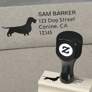 Wirehaired Dachshund Silhouette Return Address Rubber Stamp