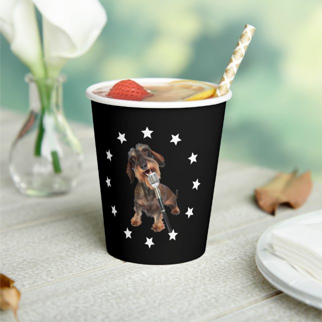 Wirehaired Dachshund Singer Paper Cups (Insitu)