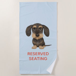 Wirehaired Dachshund   Teckel with Custom Text Beach Towel