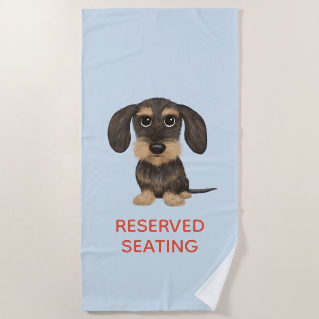 Wirehaired Dachshund | Teckel with Custom Text Beach Towel (Front)