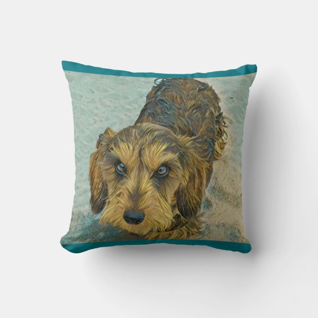 wirehaired dachshund throw pillow (Front)