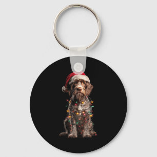 Wirehaired Inting Griffon Christmas Graphics Dog L Keychain