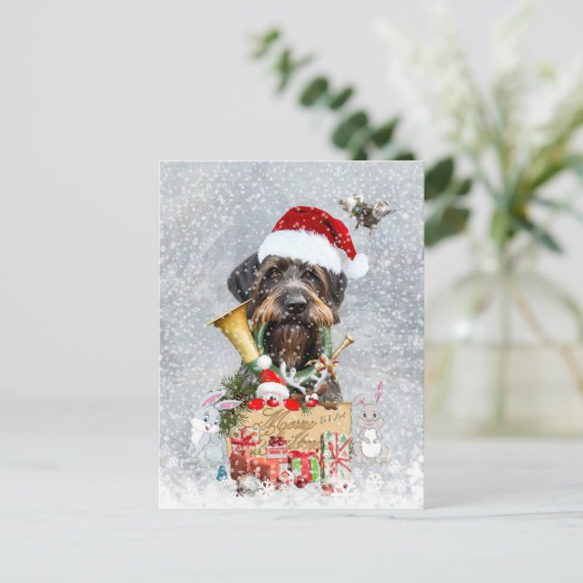 Wirehaired Pointer, Dog Christmas Postcard (Standing Front)