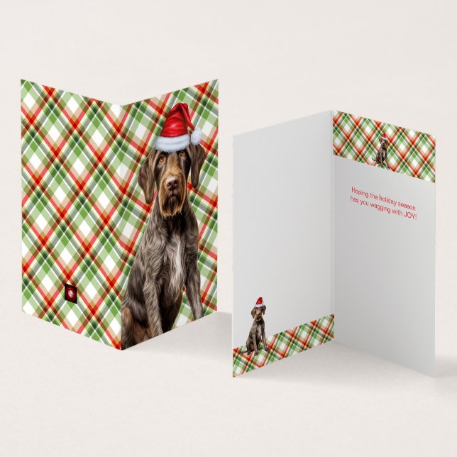 Wirehaired Pointer Dog Holiday Red Plaid Christmas (Inside and Outside)