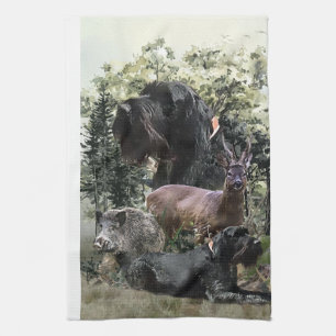 Wirehaired Pointer ,  Outdoors Hunting Kitchen Towel