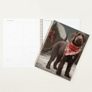 Wirehaired Pointing Dog in Snow Christmas Planner