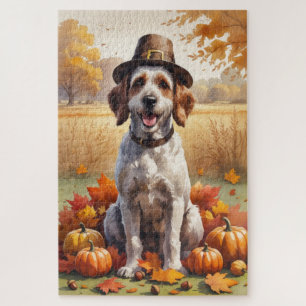 Wirehaired Pointing Griffon Autumn Leaves Jigsaw Puzzle