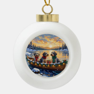 Wirehaired Pointing Griffon Christmas Boat Holiday Ceramic Ball Christmas Ornament